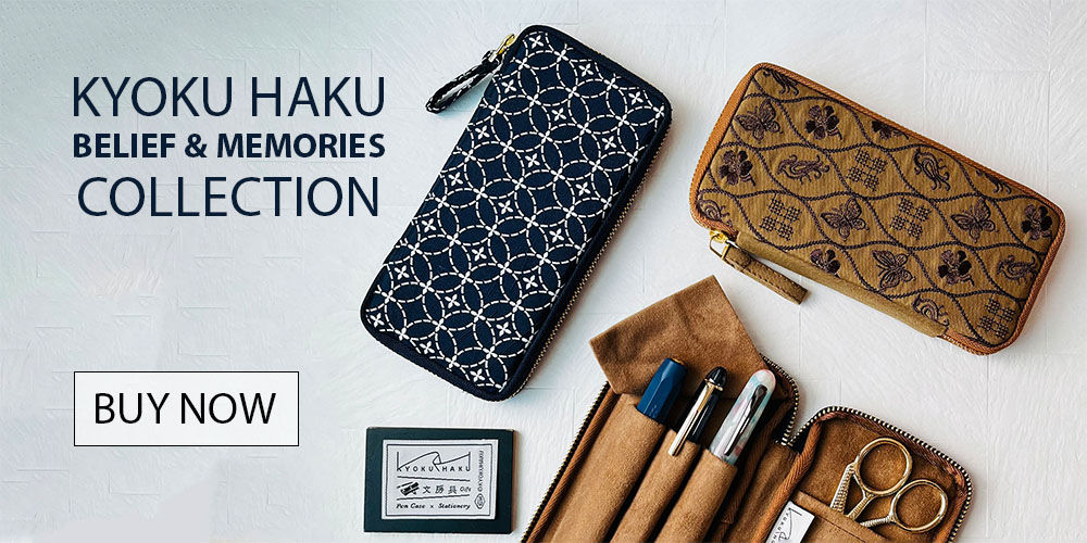 Kyoku haku Belief & Memories Collection Zipper 3 Slot Pen Carrying Cases