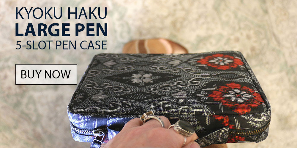 Kyoku haku Zipper Large Pen 5-Slot Pen Carrying Cases