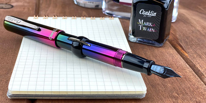 conklin_mark_twain_limited_edition_rainbow_crescent_filler_fountain_pens