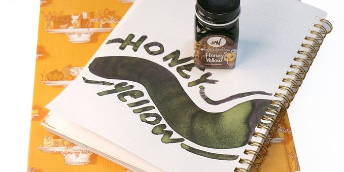 monteverde_honey_yellow_30ml_ink_swatch_and_writing_sample
