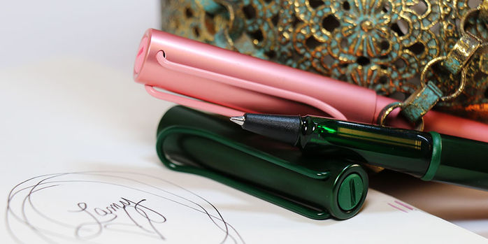 lamy_special_edition_alstar_flamingo_and_pine_rollerball_pens
