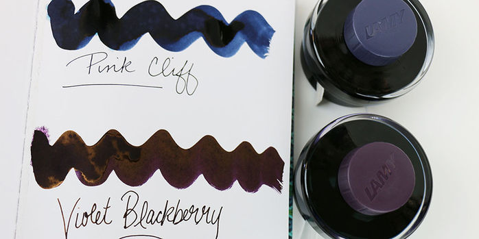 lamy_special_edition_cartridge_fountain_pen_ink_pink_cliff_and_violet_blackberry_swatches