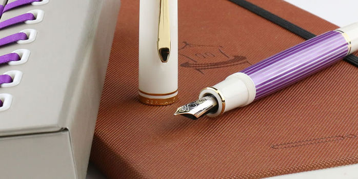 pelikan_m600_violet_white_fountain_pen_with_pen_chalet_notebook