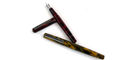 tibaldi_infrangibile_all_chrome_yellow_and_all_mauve_red_uncapped_fountain_pens