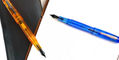 conklin_all_american_demo_special_edition_orange_and_blue_fountain_pens_posted