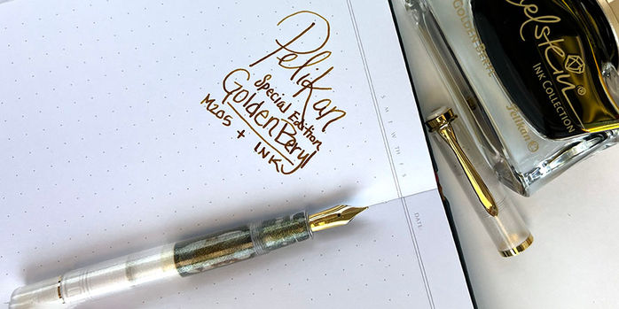 pelikan_m200_golden_beryl_ink_and_fountain_pen_special_edition_uncapped