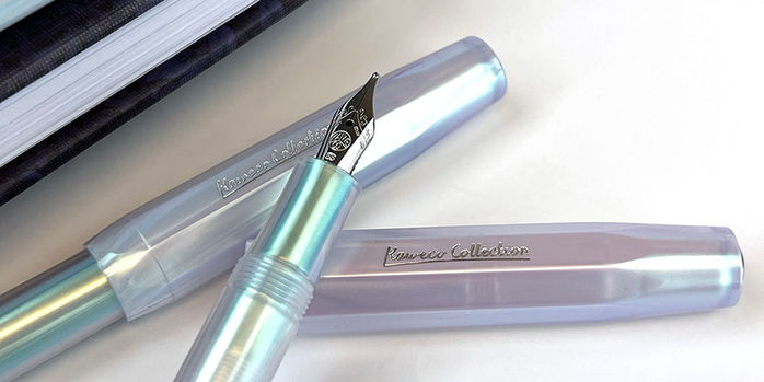 kaweco_collector's_edition_iridescent_pearl_fountain_pen_uncapped