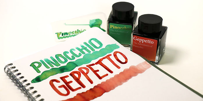 wearingeul_world_literature_pinocchio_and_geppetto_inks_bottles_and_swatches