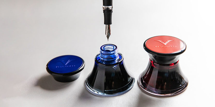 Visconti Glass Inkwell 50ml  Fountain Pen Ink visconti_glass_inkwell_50ml_fountain_pen_inks_with_fountain_pen