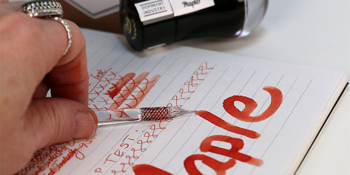 dominant_industry_standard_series_maple_ink_swatch_and_writing_sample_with_the_muddler