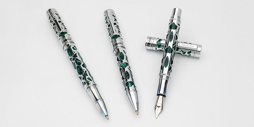 Conklin Endura Deco Crest Rollerball Pens conklin_endura_deco_crest_green_rollerball_set