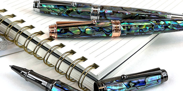 monteverde_invincia_deluxe_limited_edition_abalone_rollerball_pens_one_uncapped