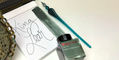 wearingeul_shakespeare_king_lear_ink_writing_sample_with_bottle_and_jherbin_glass_dip_pen