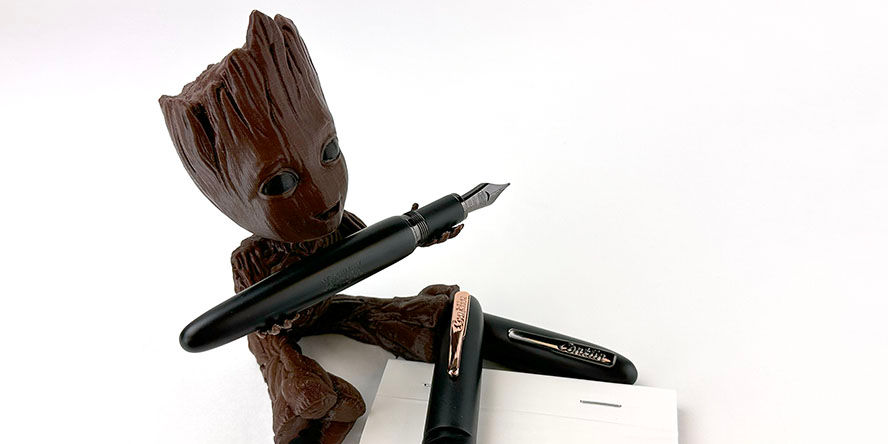 Conklin Limited Edition All American Matte Black  Fountain Pens conklin_all_american_limited_edition_matte_black_fountain_pens_with_Groot_pen_holder