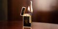 s_t_dupont_line_2_gold_dust_lighter_lit_on_desktop
