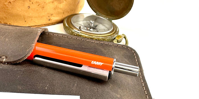 lamy_special_edition_neon_orange_swift_rollerball_pen_up_close
