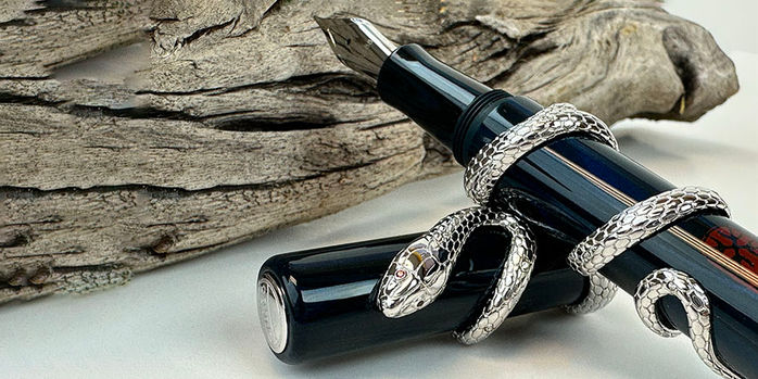 opus_88_zodiac_snake_fountain_pens_showing_925_sterling_snake
