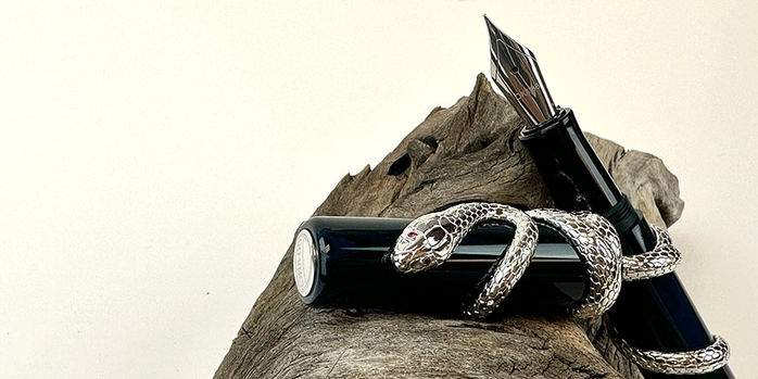 opus_88_zodiac_snake_fountain_pens_uncapped