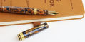 omas_paragon_fountain_pen_blue_saffron_uncapped