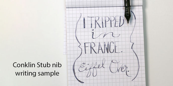 conklin_carbon_fiber_word_gauge_fountain_pens_stub_nib_writing_sample