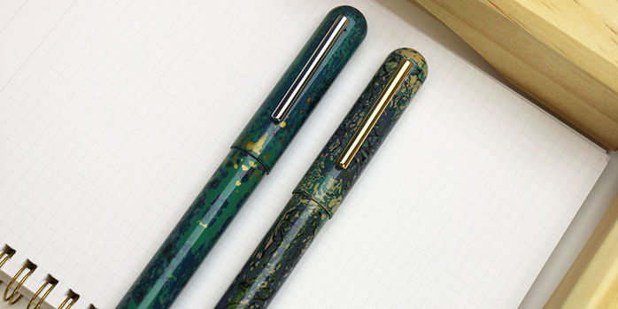 ikkaku_by_nahvalur_special_limited_edition_rhinoceros_skin_fountain_pens_both_capped