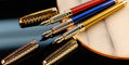 st_dupont_guilloche_under_lacquer_fountain_pens_uncapped