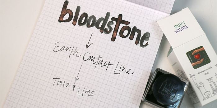 tono_and_lims_earth_contact_line_blood_stone_ink_swatch_and_writing_sample