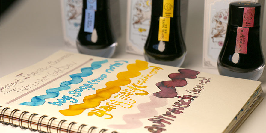 Dominant Industry Twilight Garden Scented Series 25ml  Fountain Pen Ink dominant_industry_twilight_gardens_scented_inks_swatches