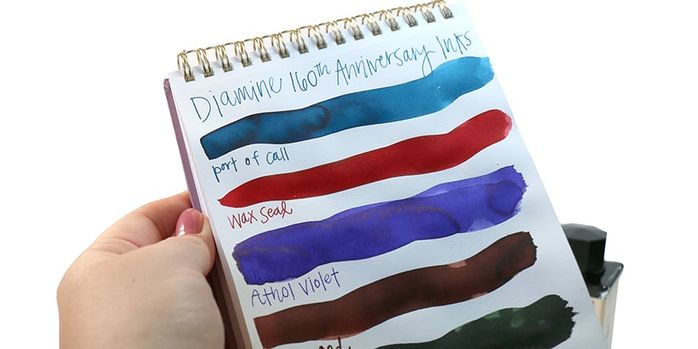 diamine_160th_anniversary_inks_swatches_in_hand