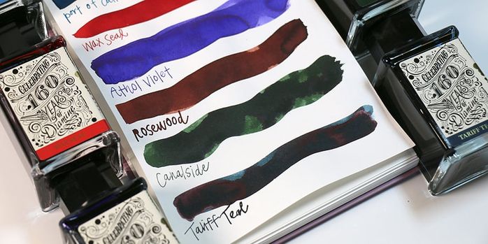 diamine_160th_anniversary_inks_swatches_in_notebook