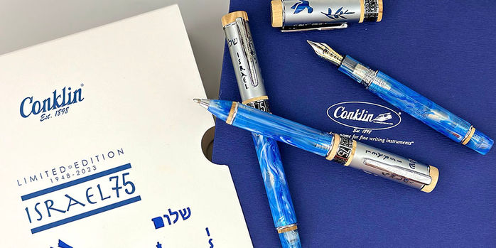 conklin_israel_75_diamond_jubilee_le_set_ballpoint_and_fountain_pens_with_box