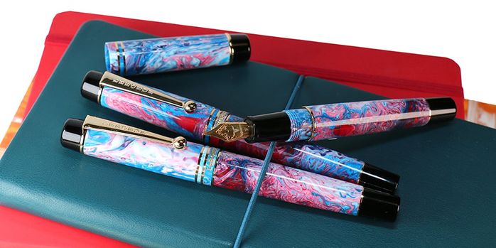 leboeuf_limited_edition_exclusive_tie_dye_fountain_pens_one_uncapped