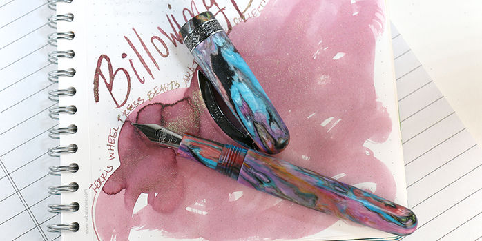 conklin_1898_collection_fountain_pen_with_billowing_blush_ink_swatch