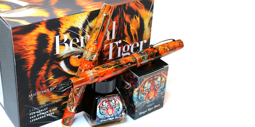 Leonardo Officina Italiana x Van Diemans Bengal Tiger Supernova Set - Ink & Fountain Pens leonardo_x_van_diemans_bengal_tiger_supernova_fountain_pen_and_ink_set
