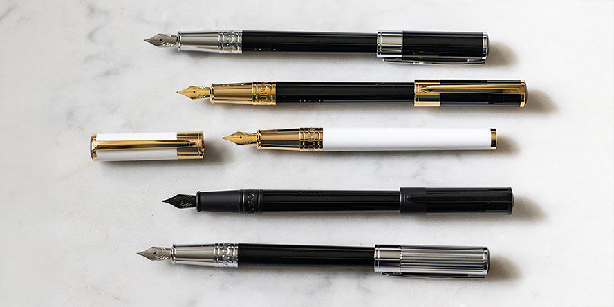 S.T. Dupont Initial Collection Fountain Pens all_pens_uncapped_initial_collection