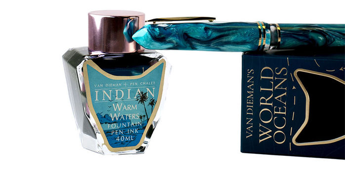 gioia_x_van_diemans_world_oceans_indian_box_set_metis_fountain_pen_and_40ml_warm_waters_ink