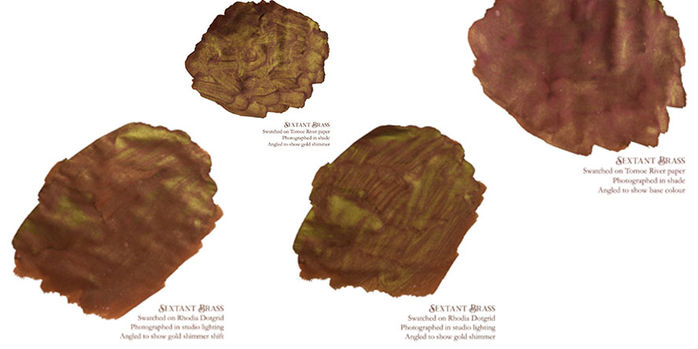 van_diemans_arctic_sextant_brass_ink_swatches_on_different_papers