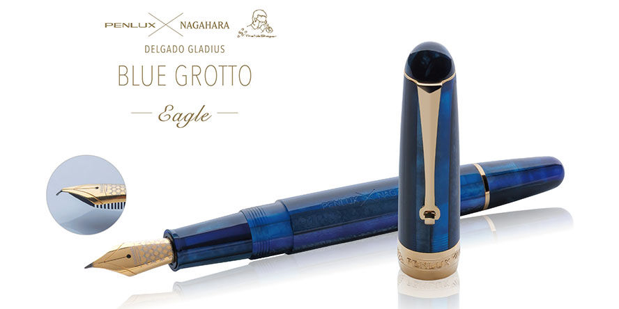 Penlux Masterpiece Delgado Gladius Blue Grotto Eagle Fountain Pens penlux_delgado_nagahara_eagle_nib_gladius_blue_grotto_fountain_pens