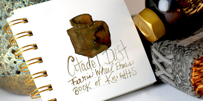 ferris_wheel_press_book_of_knights_collection_citadel_dust_ink_swatch_and_writing_sample
