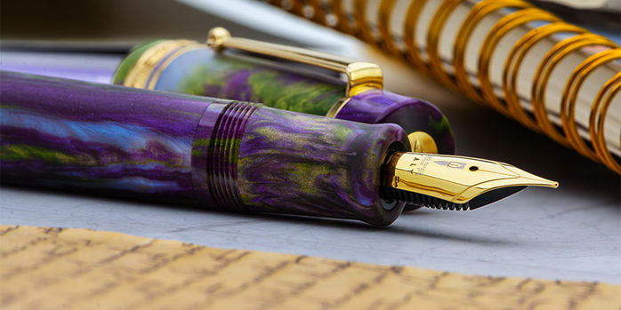 delta_limited_edition_wisteria_walk_reservoir_fountain_pens_nib_from_side