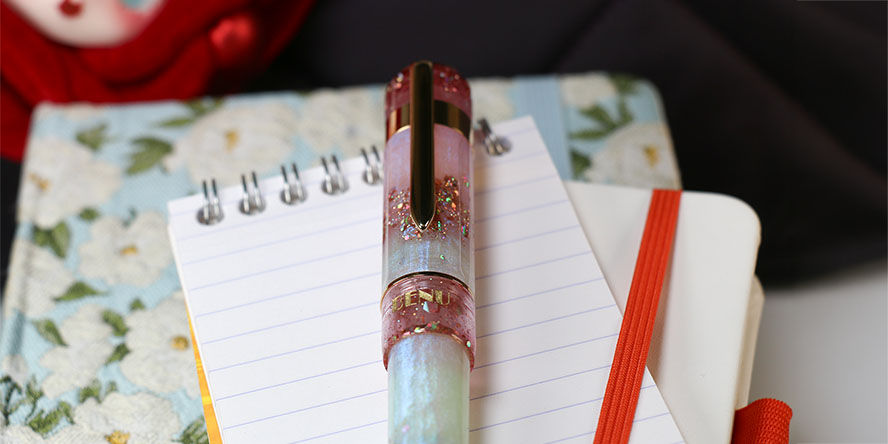 Benu Tribute Rose de Mai Fountain Pens benu_tribute_rose_de_mai_fountain_pens_with_mz_wallace_bag_in_raisin