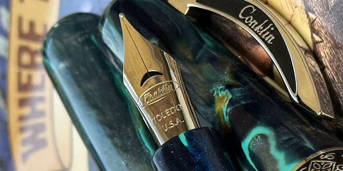 conklin_mark_twain_brass_chased_fountain_pens_nib_closeup