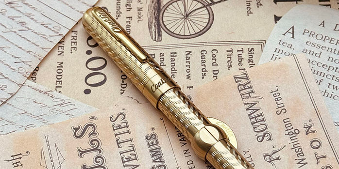 conklin_mark_twain_brass_chased_fountain_pens