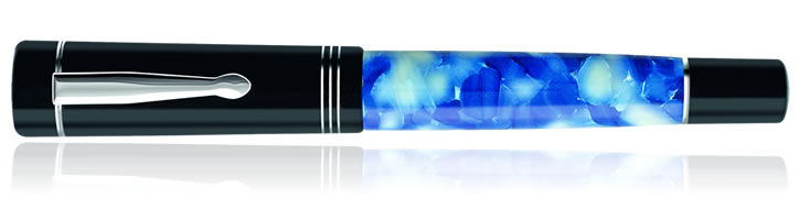 Blue White Marble Delta Scrigno Pen Secrets Collection Fountain Pens