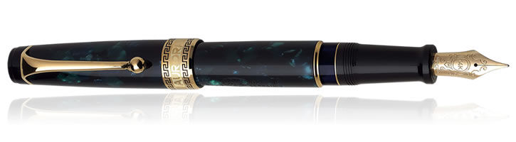 Emerald Green / Gold Aurora Optima Auroloide Collection Fountain Pens