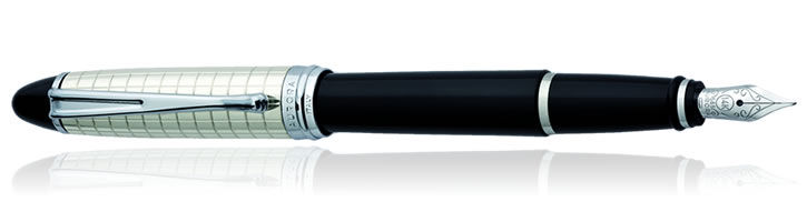 Black / Sterling Silver Cap Aurora Ipsilon Quadra Collection Fountain Pens