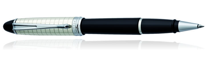 Black / Sterling Silver Cap Aurora Ipsilon Quadra Collection Rollerball Pens