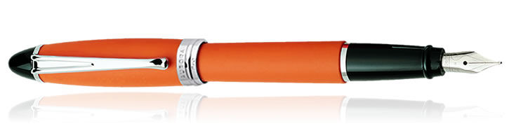 Orange Aurora Ipsilon Satin Collection Fountain Pens