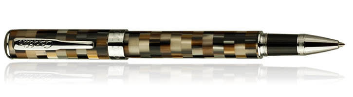 Brown / White Conklin Stylograph Mosaic Series Rollerball Pens