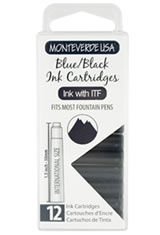 Blue Black Monteverde International Standard Size Cartridge(12pk) Fountain Pen Ink